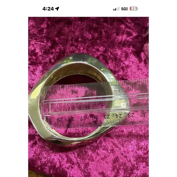 Modern Style Sterling Silver Abstract Bangle Bracelet 130.93g Marked 925 - Picture 7 of 7